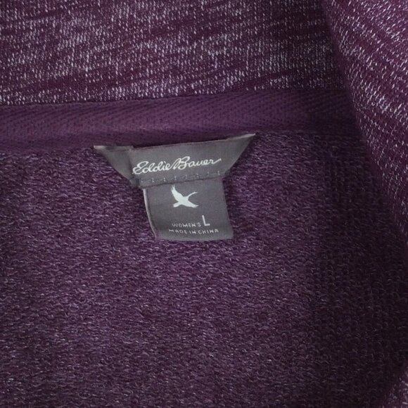 Eddie Bauer Cowl Neck Asymmetrical Open Sweatshirt Womens Size Large Mulberry - Picture 7 of 8
